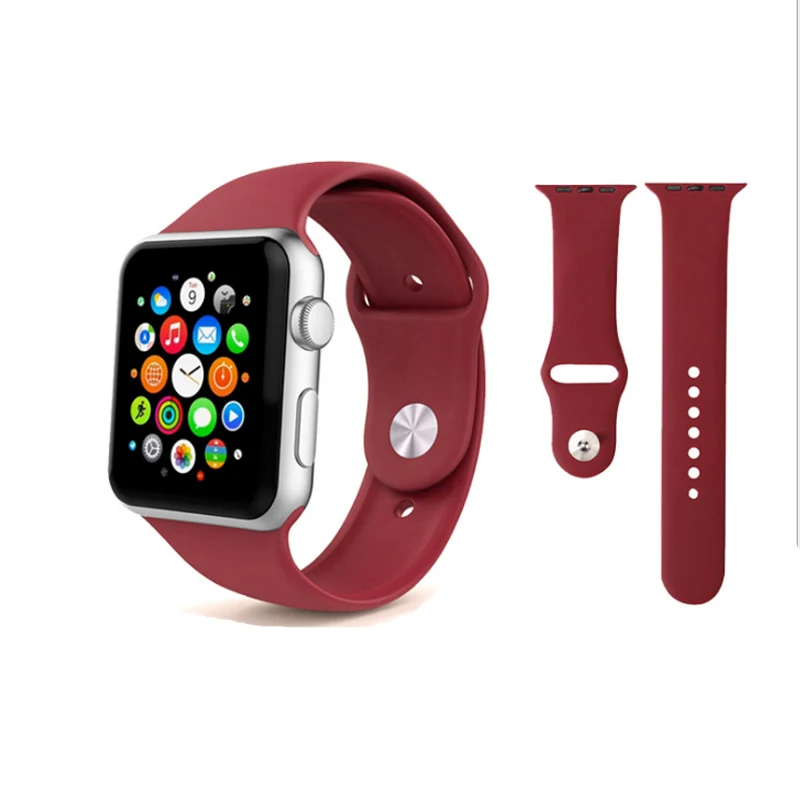 Монохромный ремешок из ТПУ для Apple Watch band 4 5 44 мм 40 браслет iwatch series 3 2 1 38 42 мягкая