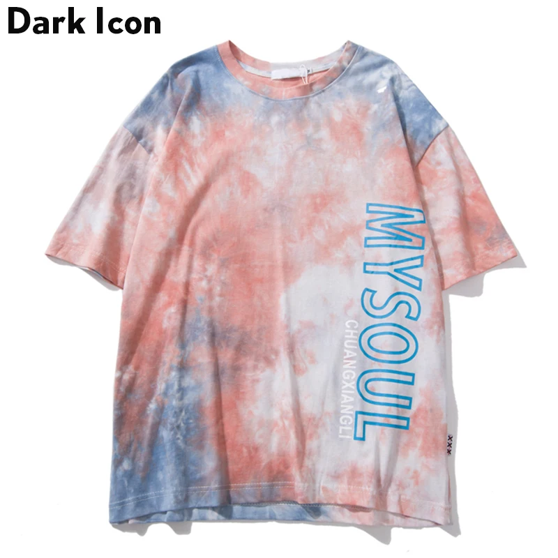 Темный логотип технология планета галстук разноцветные футболки для мужчин лето