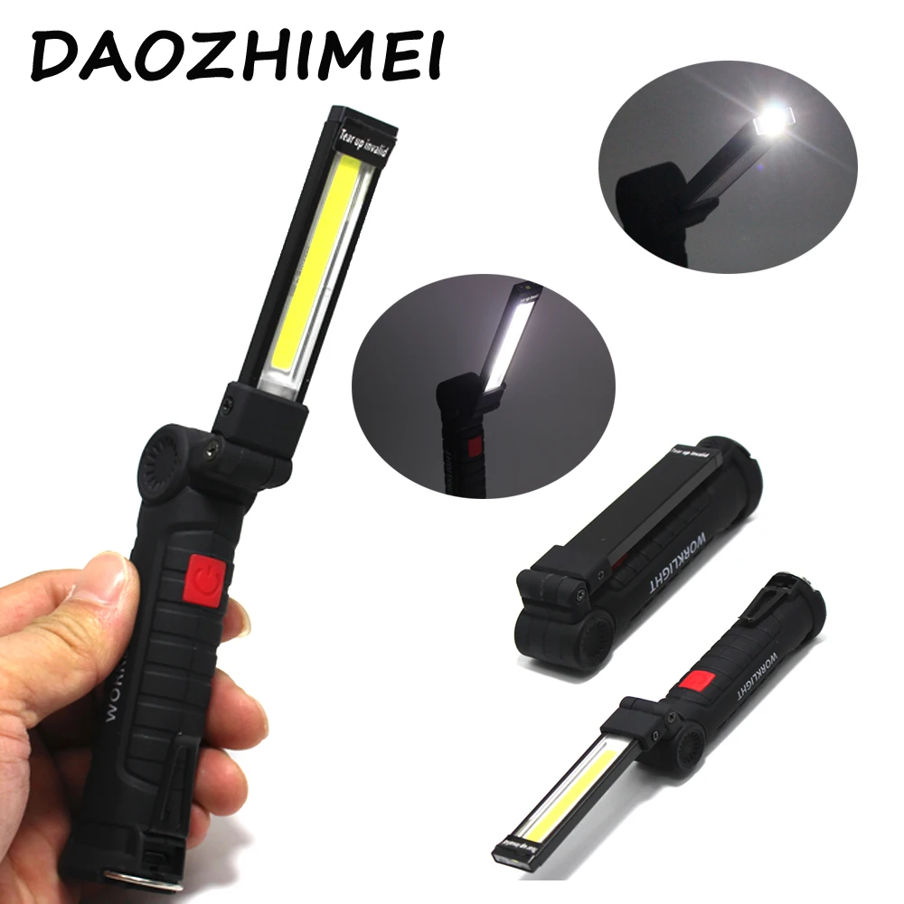 

LED Flashlight 5 Mode COB Torch USB Rechargeable LED Work Light Magnetic COB Hanging Tent Lamp Built-in Battery