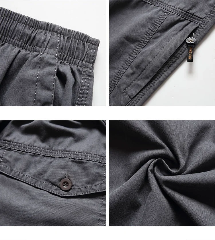 

LILL | 2018 Summer Cargo Pants Men Loose Fit 100% Cotton Casual Pants Plus Size 5XL Lightweight Trouser Business Pantalon XAA017