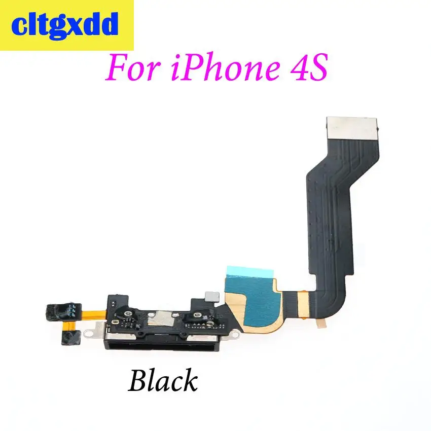 For 4S Black Cltgxdd usb разъем для зарядки док-станция разъем гибкий кабель с микрофоном для iPhone 4 4G 4S - Цвет: For 4S Black
