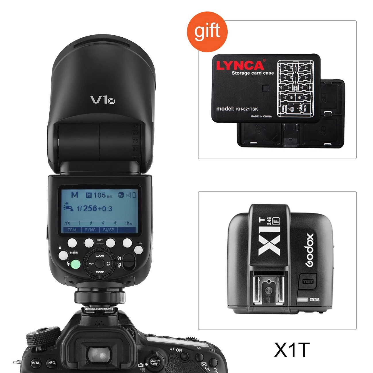 V1 and X1T Godox V1 вспышка Speedlight для SONY Canon Nikon Fujifilm Olympus камера круглая вспышка ttl литий-ионная батарея с передатчиком - Цвет: V1 and X1T