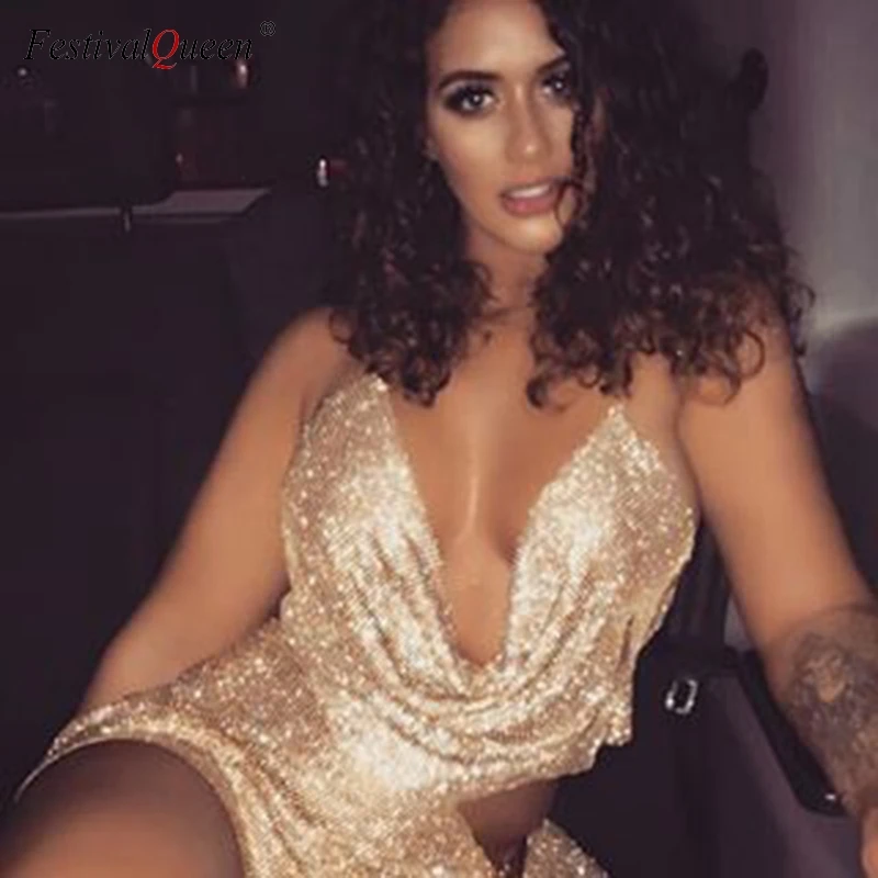 Festival Queen сексуальное блестящее металлическое платье с ремешком и глубоким