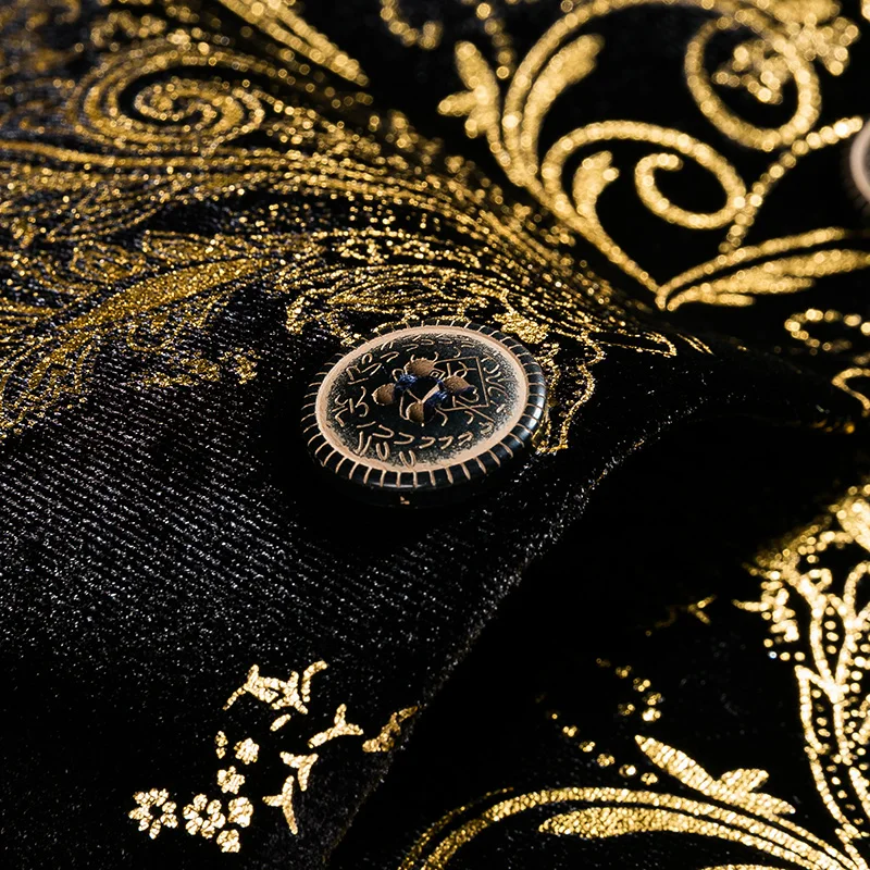 Мужской блейзер с длинным рукавом облегающего силуэта золотистого цвета