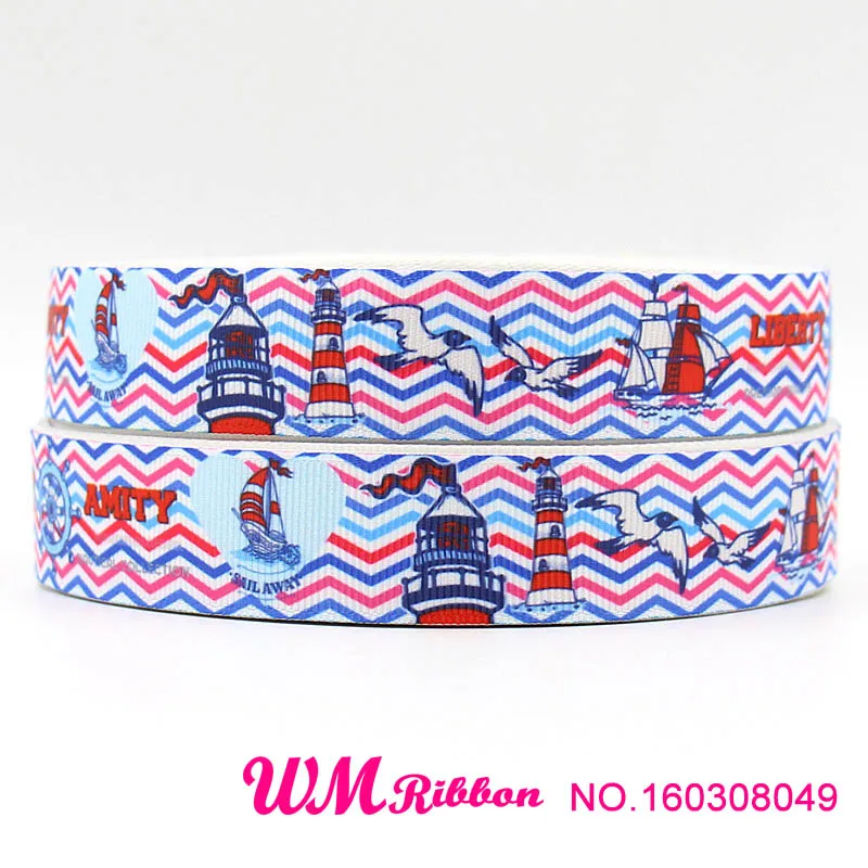 Q& N ленты 7/8 дюймов 22 мм Джинсовые Печатные grosgrain ленты тесьма 50 ярдов/рулон для волос галстук