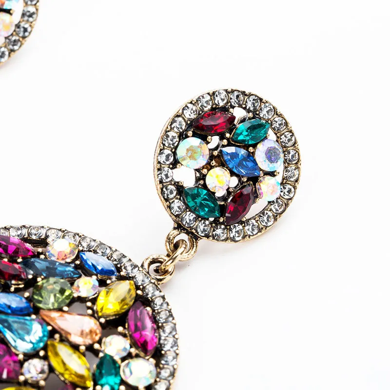 Женские разноцветные акриловые серьги LUBOV круглые висячие с кристаллами