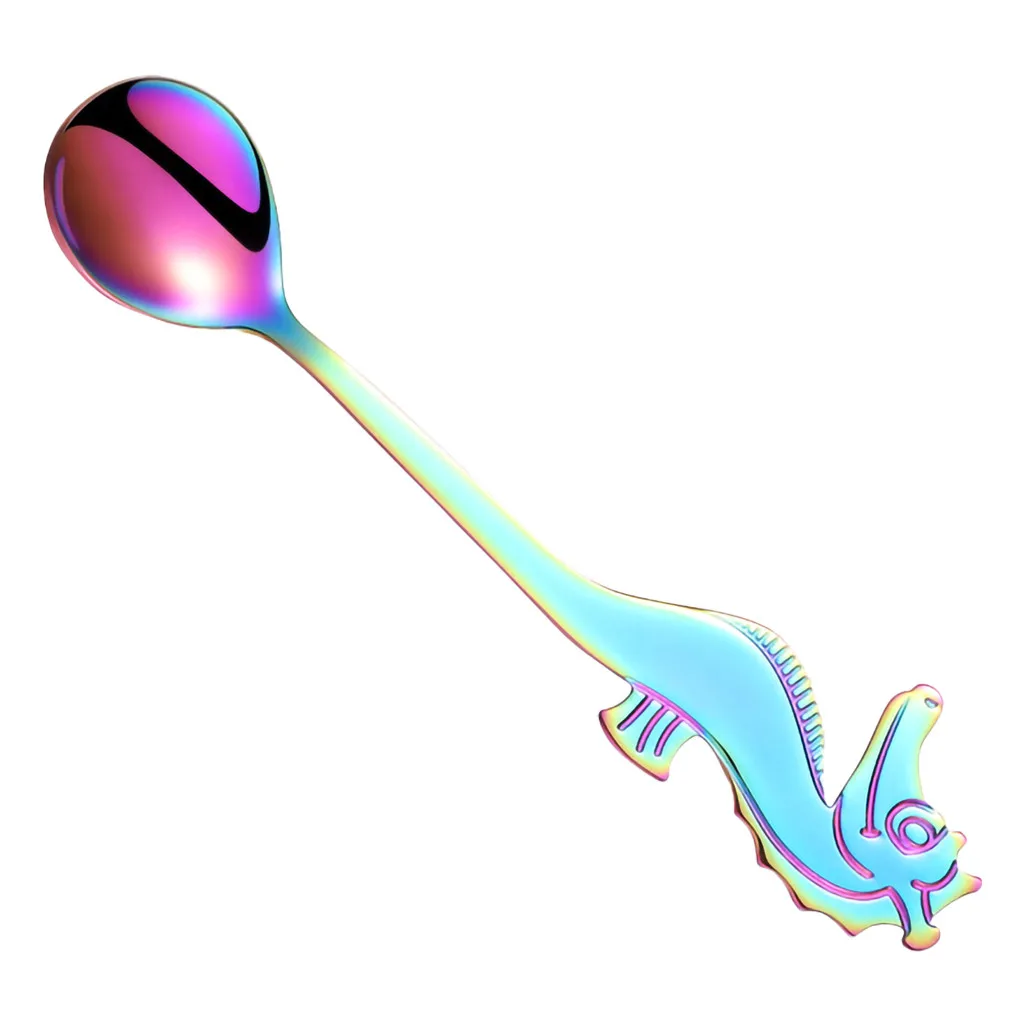 Colorful Glitter Sea Horse Animal Rice Spoon Set Handle Ice Cream Scoop Drinking Tools Gadgets Kitchen Accessories Cuchara Pala | Дом и сад
