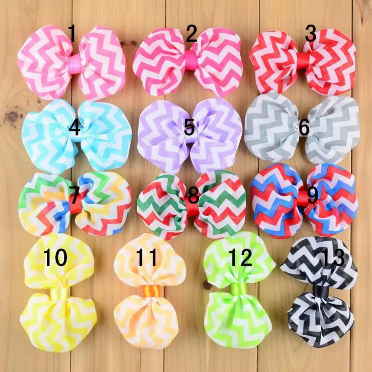 

30PCS 9CM hair chevron chiffon bow for kid headband DIY craft can choose colors(HMB-27)