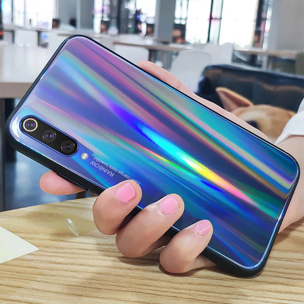 Gradient Aurora Glass Case For Huawei P30 Pro Laser Colorful Shockproof Tempered Cover Back Shell Coque |