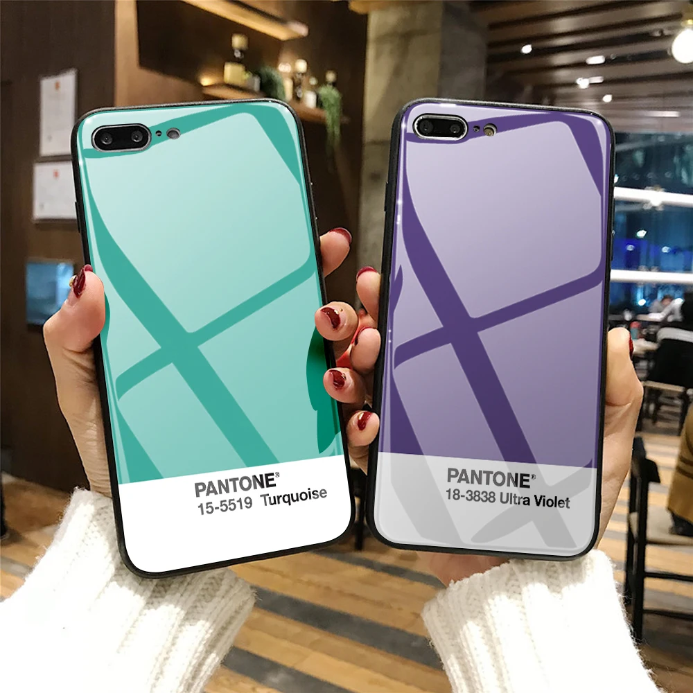 Чехол для телефона из закаленного стекла iPhone 7 XS 11 Pro MAX XR 8 Plus DIY Pantone 12 mini Max SE