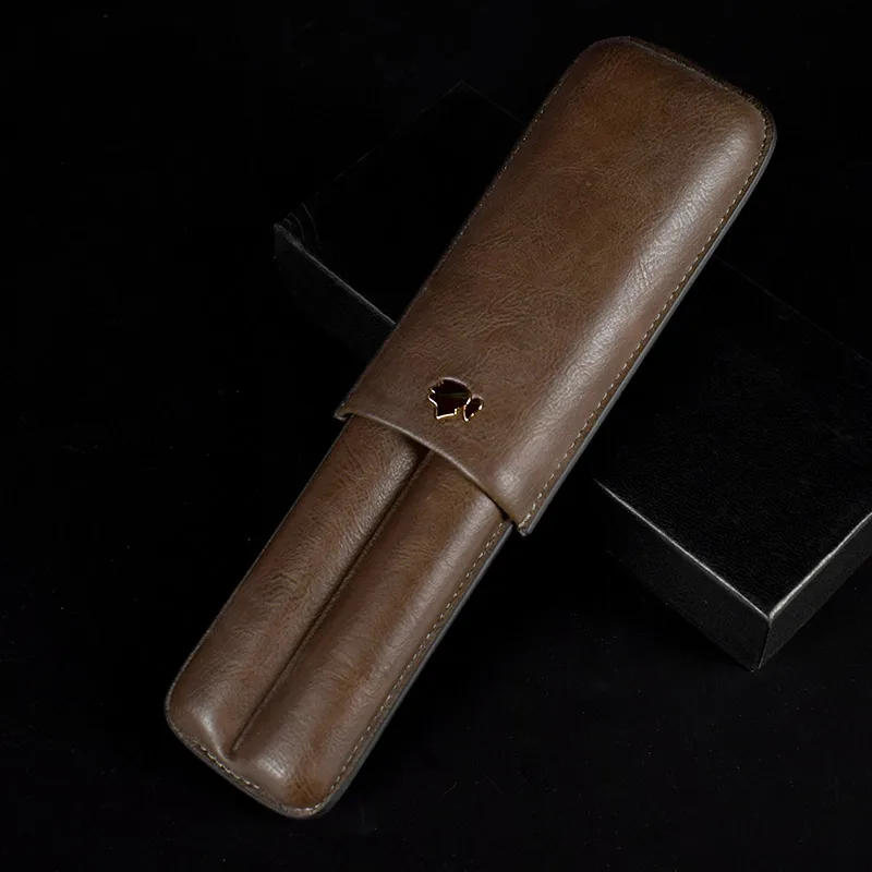 COHIBA сигары хьюмидор Кофе Цвет Кожа 2 трубки путешествия портсигар | Дом и сад