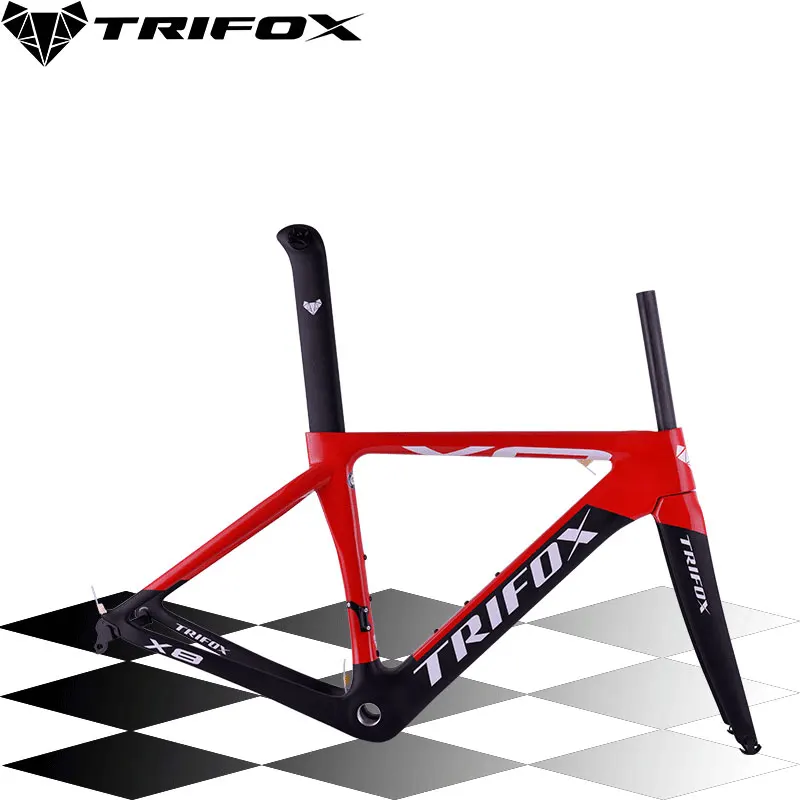 TRIFOX карбоновая рама для дорожного велосипеда T800 Di2 и механическая карбоновая рама для дорожного велосипеда - Цвет: Red-X8