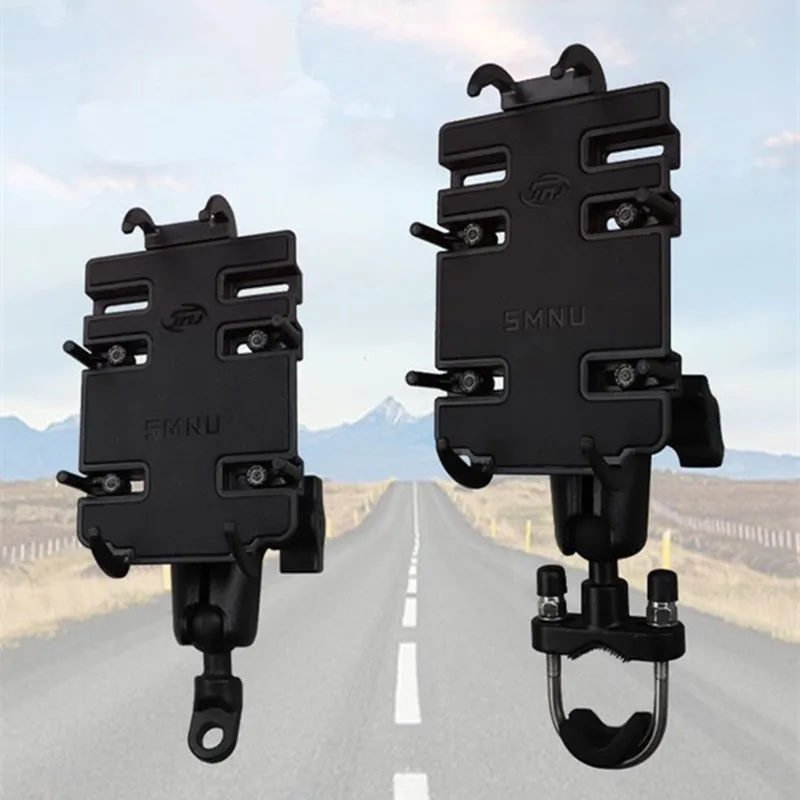 Motorcycle Handlebar Mount Kit Holder Double Socket Arm with Base Mount Rear View Mirror for Cell Phones& Smartphones RAM mount