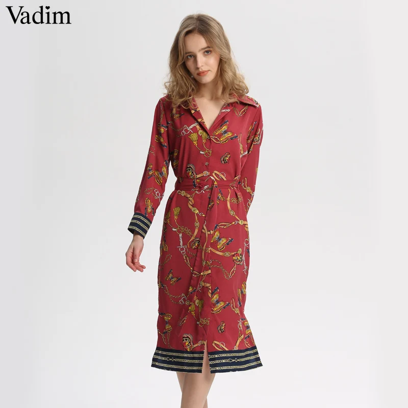 Женское винтажное платье Vadim Повседневное средней длины с цепочкой и