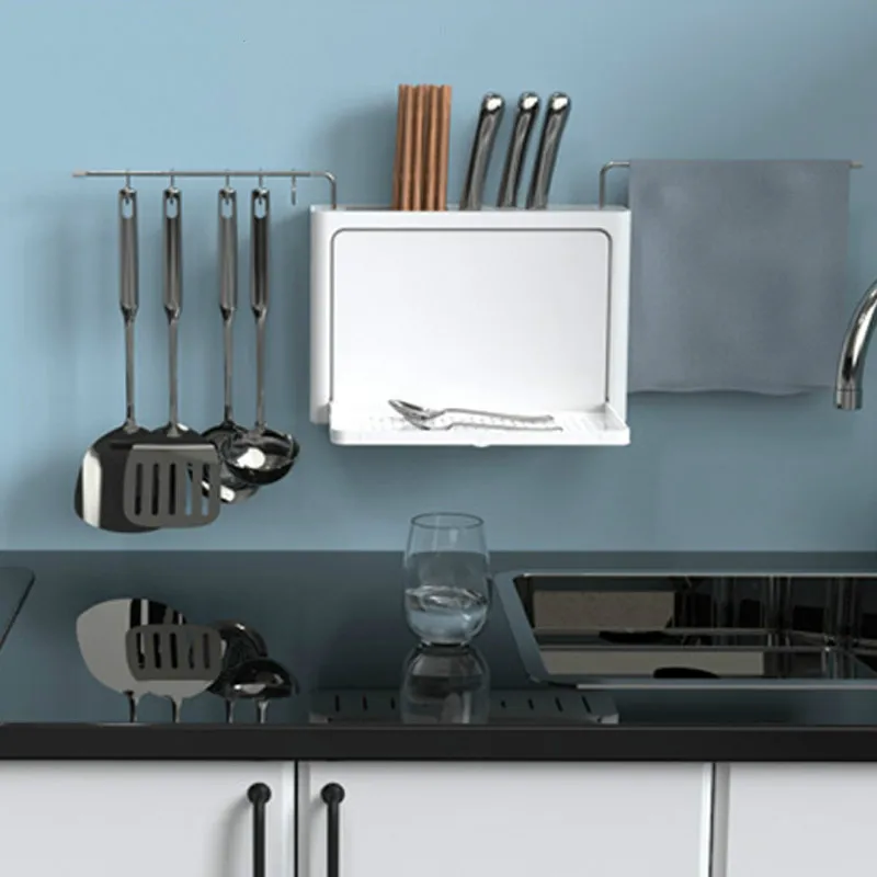 Multi-function Kitchen Filter Rack Knife Rack Kitchenware Punch-free Spice Container Drainer Kitchen Accessories Organizer