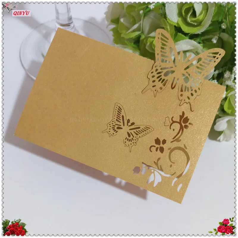 12*9cm Table Decoration Place Cards 100 PCS Hollow Butterfly Style Wedding Laser Cut Decor Seat card paper 8z | Дом и сад