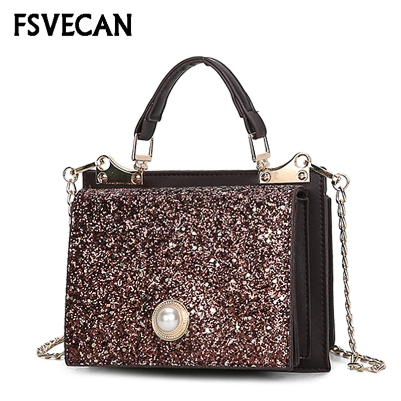 Женские сумки мессенджеры через плечо с пайетками Вечерние кожаные клатчи