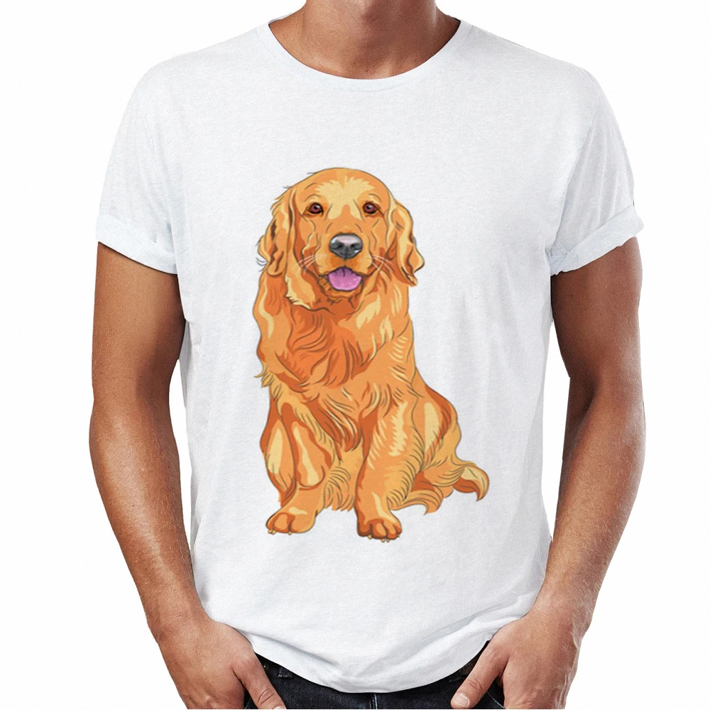 2018 Новые поступления животных Футболка Для мужчин золотистый ретривер Hipster Graphic
