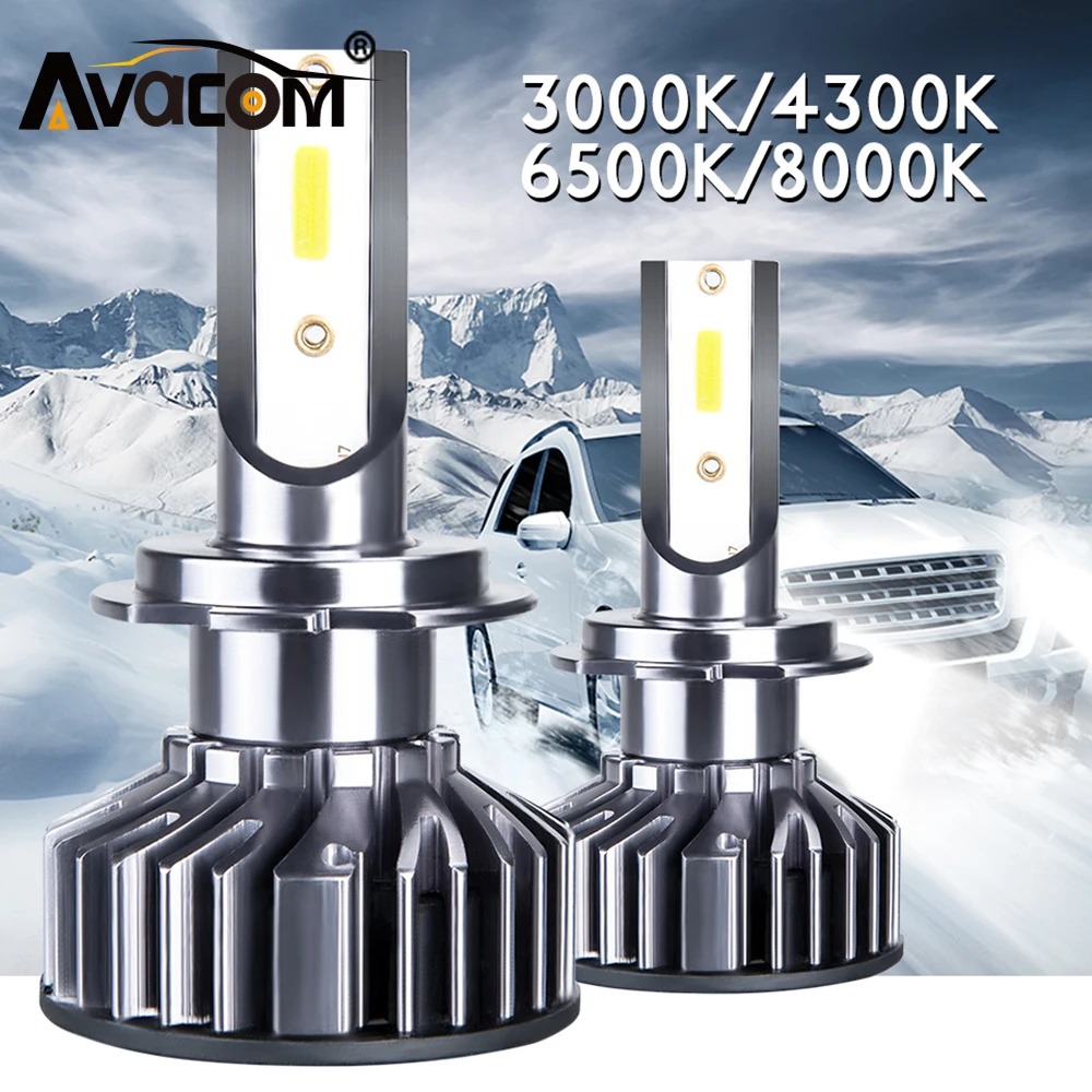 2 шт. Автомобильные светодиодные лампы H7 H1 4300K 3000K H4 H11 9005/HB3 9006/HB4 9012/Hir2 6500K 8000K 12V 24V 72W