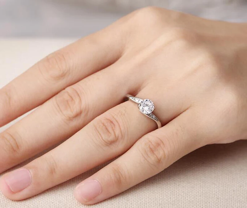 Yhamni чистого серебра 925 пробы Обручение кольцо 5 мм CZ Diamant ювелирный бренд Свадебные Кольца для Для женщин r5036