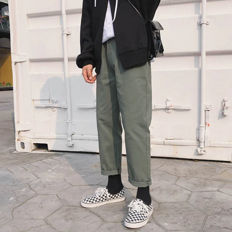 

Outdoor 2021 Hiking camping hip hop straight loose Solid Cargo harem pants men teenagers ankle length trousers