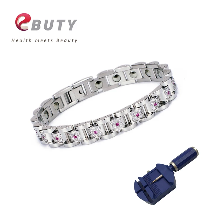 EBUTY Браслеты 99.9999% чистый германий энергии Браслеты Для женщин Нержавеющая сталь модная обувь с украшением в виде кристаллов Лучший подарок на свадьбу - Окраска металла: with cutting tool