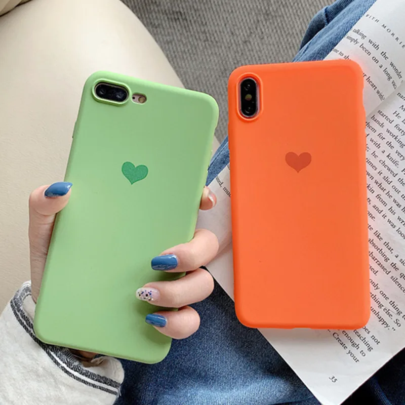 Матовые зеленые яркие оранжевые чехлы с сердцем ярких цветов для huawei P30 P20 P20 mate 10 20 Pro Lite Honor 8 8X10 Lite Max