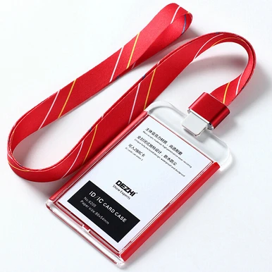 red stripe set Совершенно продукт ID IC чехол для карты офисный пропуск Самая низкая цена держатель Бейджа с красочным шнурком, может изготовить логотип - Цвет: red stripe set