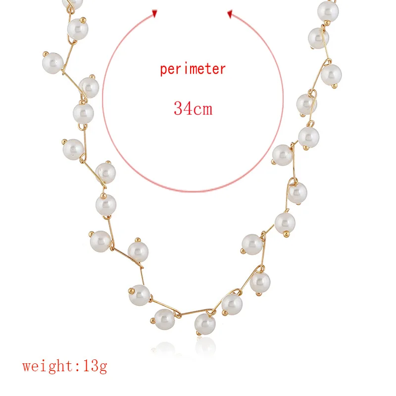 

New splice geometric polygon collar necklace Ball stitching temperament short pearl round clavicle pendant necklace jewelry