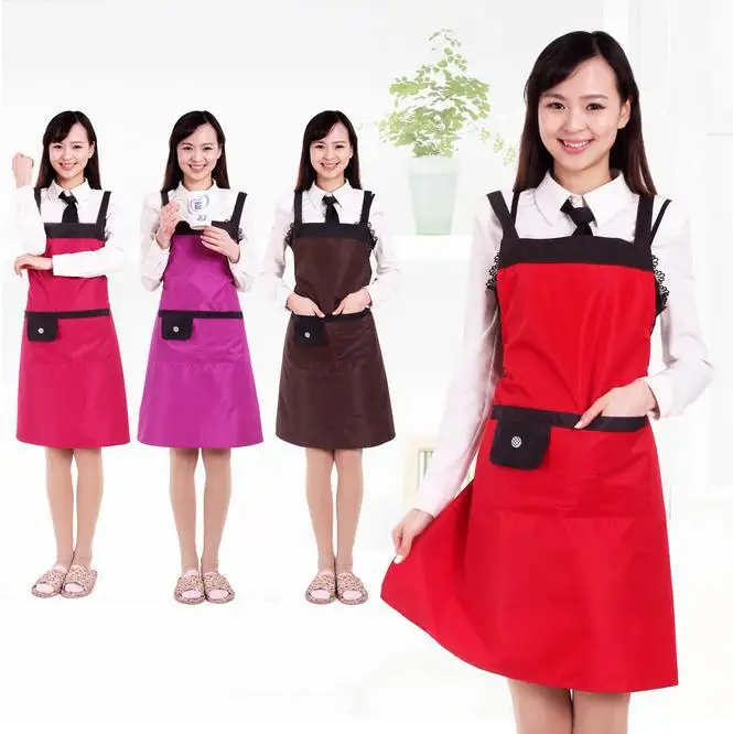 

New Brand waterproof grease proofing Cute Lovely Kitchen Aprons with Pocket For Women Girls Cooking Bib Apron Housework