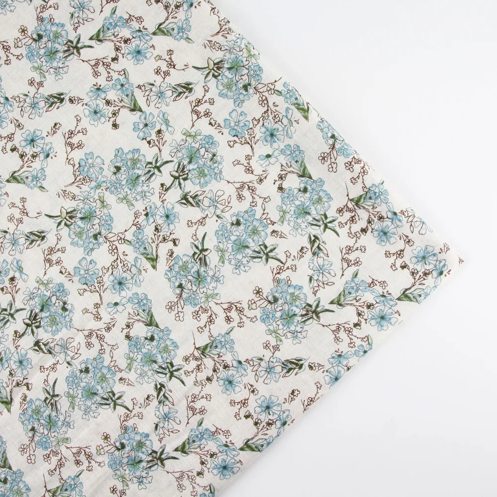 Стеганая Ткань винтажная синяя с цветочным принтом 100% хлопок 0 5 м ширина 156 см|cotton