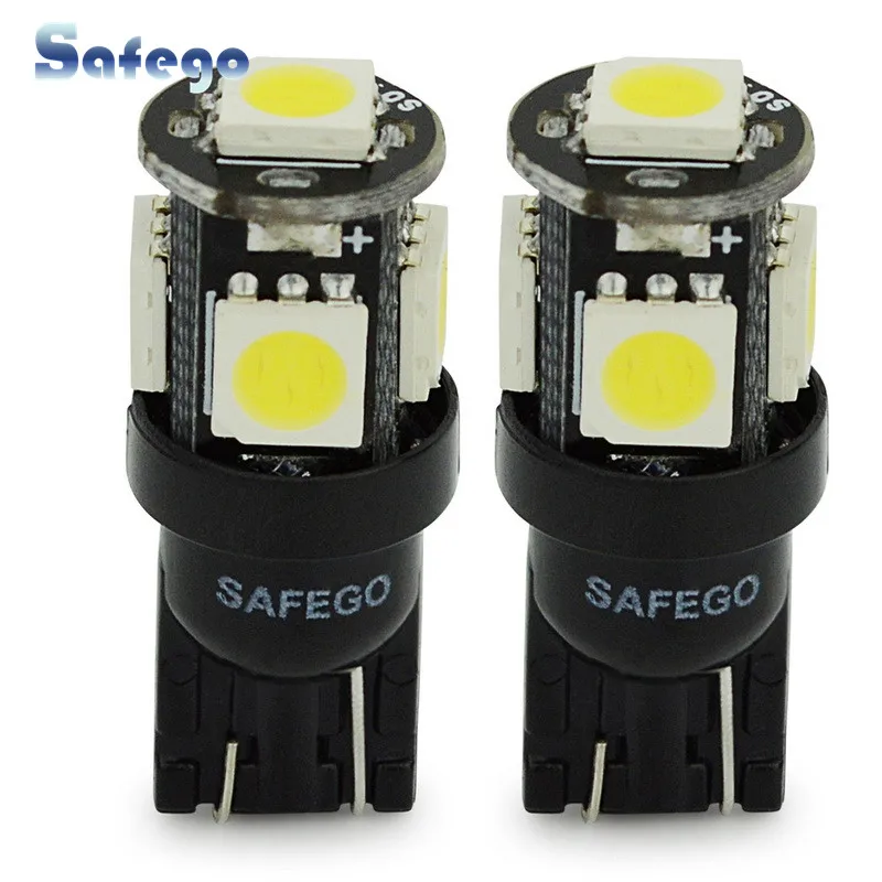 Safego 2 шт. T10 W5W светодиодный Автомобильный свет лампы 5050 194 168 2825 5SMD Клин Огни