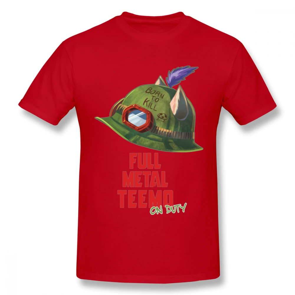High-Q Teemo из League Of Legends, футболка на заказ, Мужская футболка, топ-дизайн, Классическая игровая футболка - Цвет: Красный