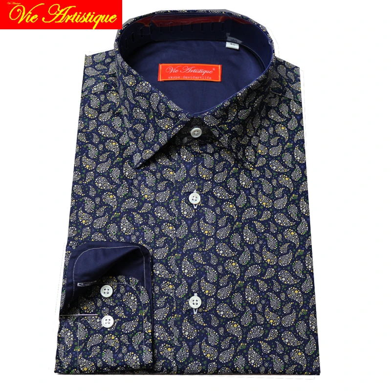 

floral shirt men/women's casual cotton shirts tailored oversize designer navy printed paisley floral MTM 2018 spring summer VA