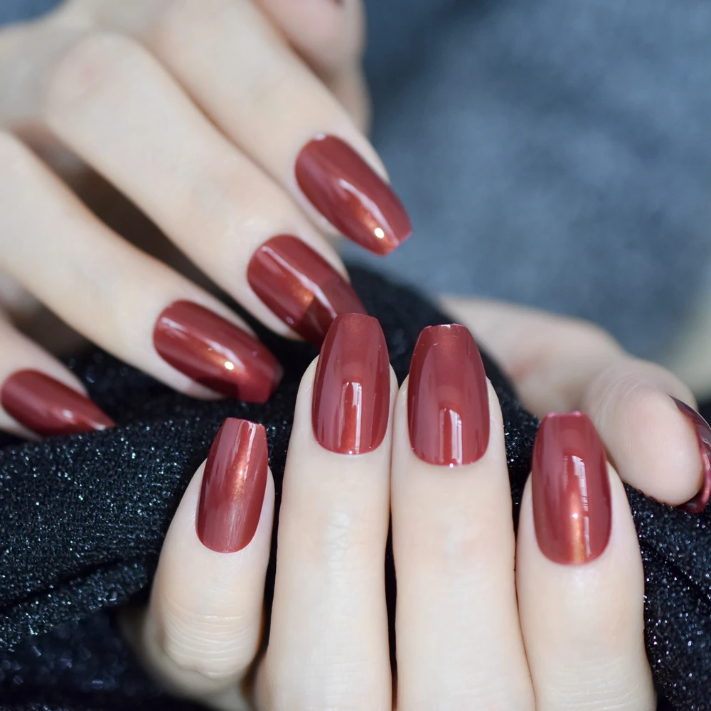 УФ гель чехол для полировки ногти балерины мерцающие темно красные накладные