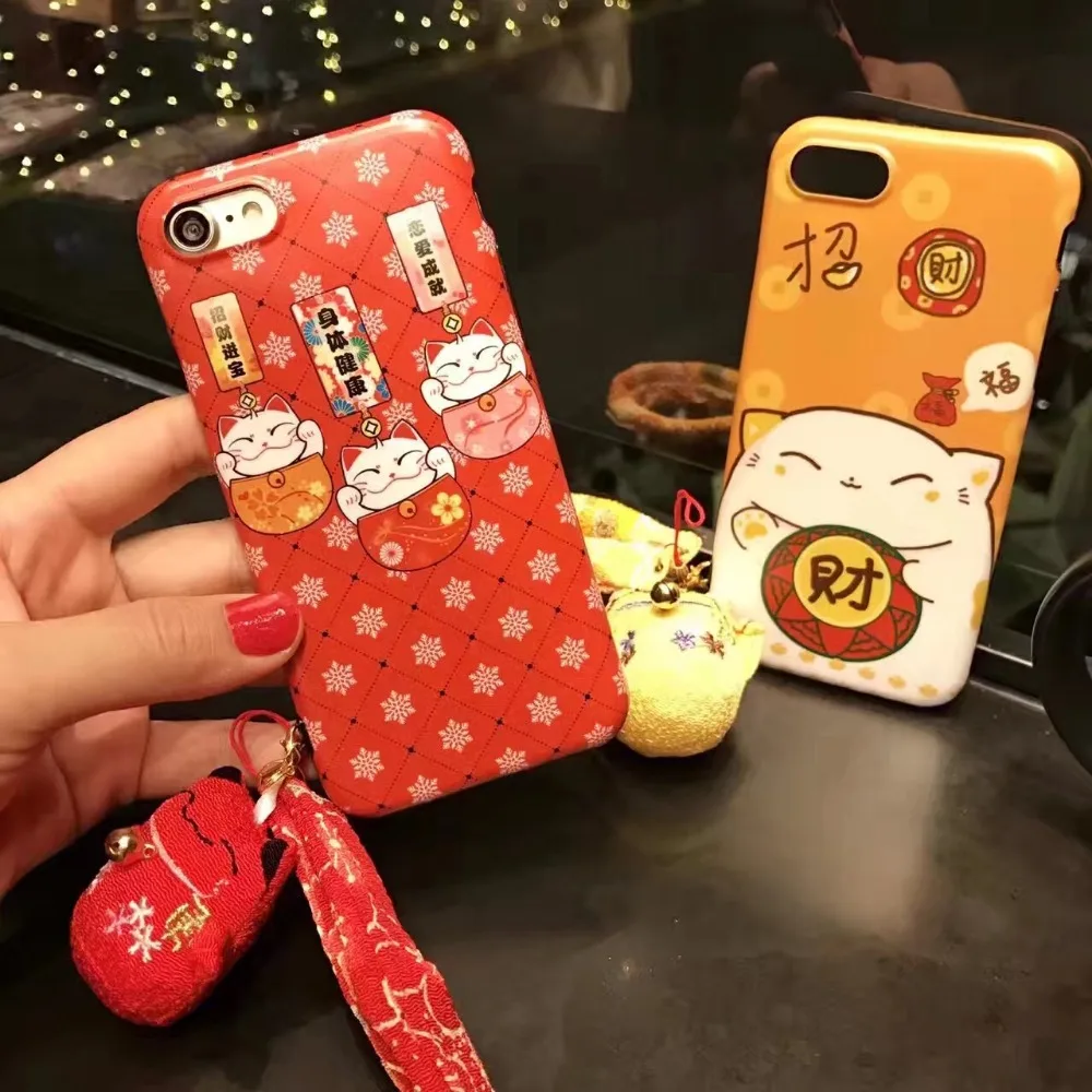 Для apple Iphone 6 s 7 плюс новый Япония Мода мило мультфильм lucky cat обезьяна кукла