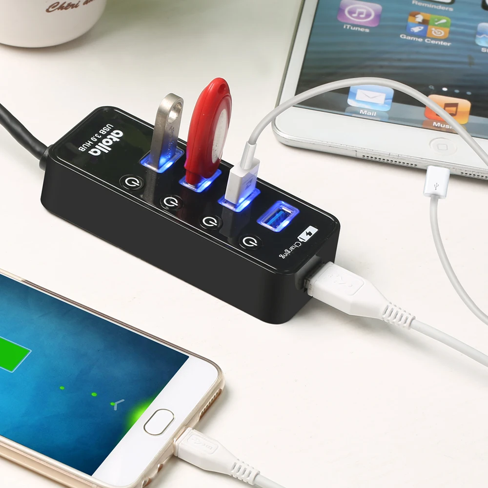 Usb концентратор atolla 4 портовый SuperSpeed USB 3 0 usb разветвитель с 1 портом для зарядки и