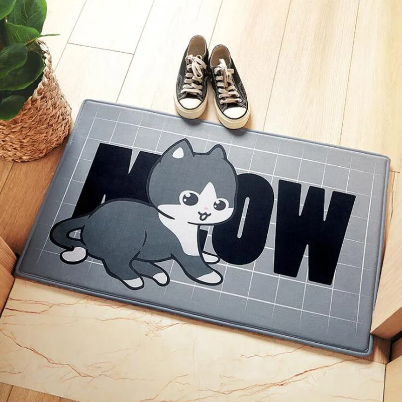 Cartoon Soft Floor Mat Meow Kitty Dog Design Finished Carpet Hallway Kitchen Bathroom Mats | Дом и сад