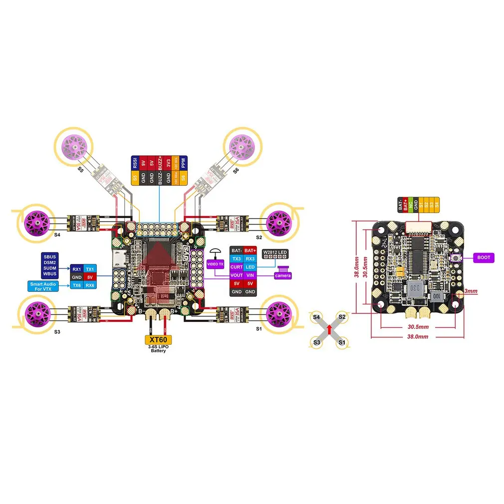 DYS F4 V2 Pro 3 6s Lipo игровые джойстики с выходом 5 V/3A 9В/1.2A BEC для RC FPV гоночный