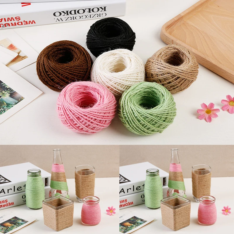 2 мм натуральный джутовый шпагат веревка из конопляной веревки Подарочная 6 видов