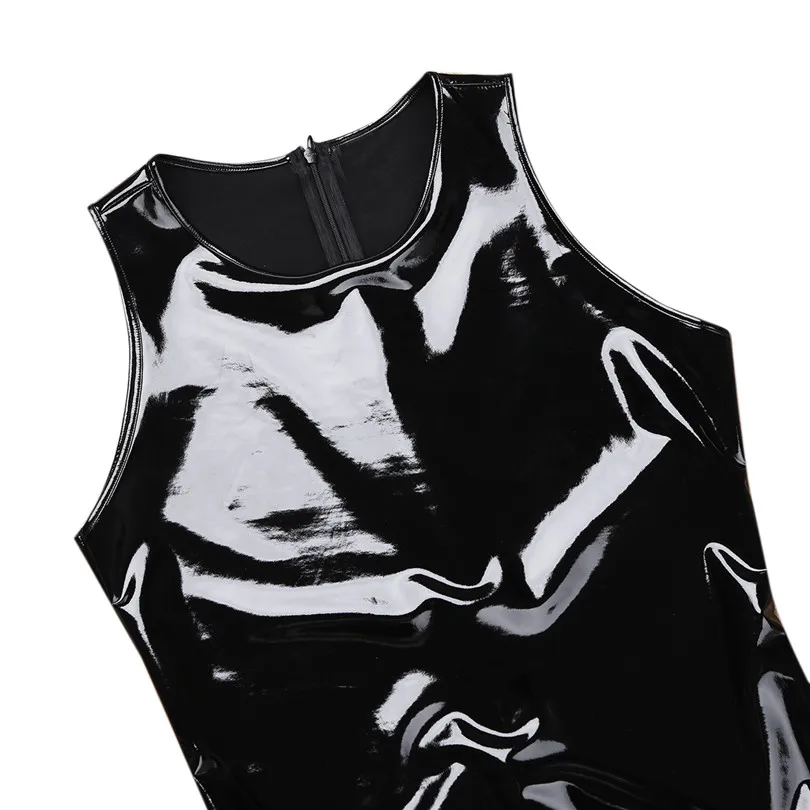 Для мужчин нижнее белье латексные Лакированная Кожа цельный облегающий костюм