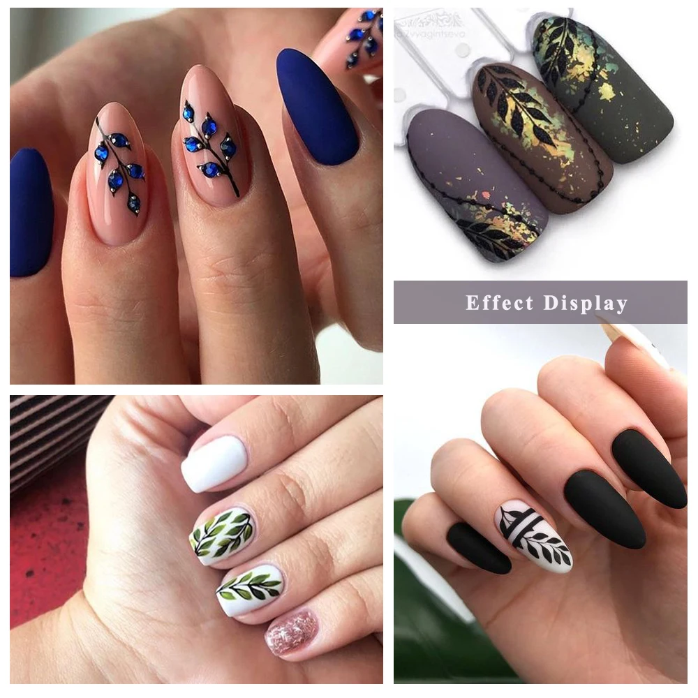 

1pcs Water Nail Stickers Decal Black Flowers Leaf Transfer Nail Art Decorations Slider Manicure Watermark Foil Tips LASTZ808-844