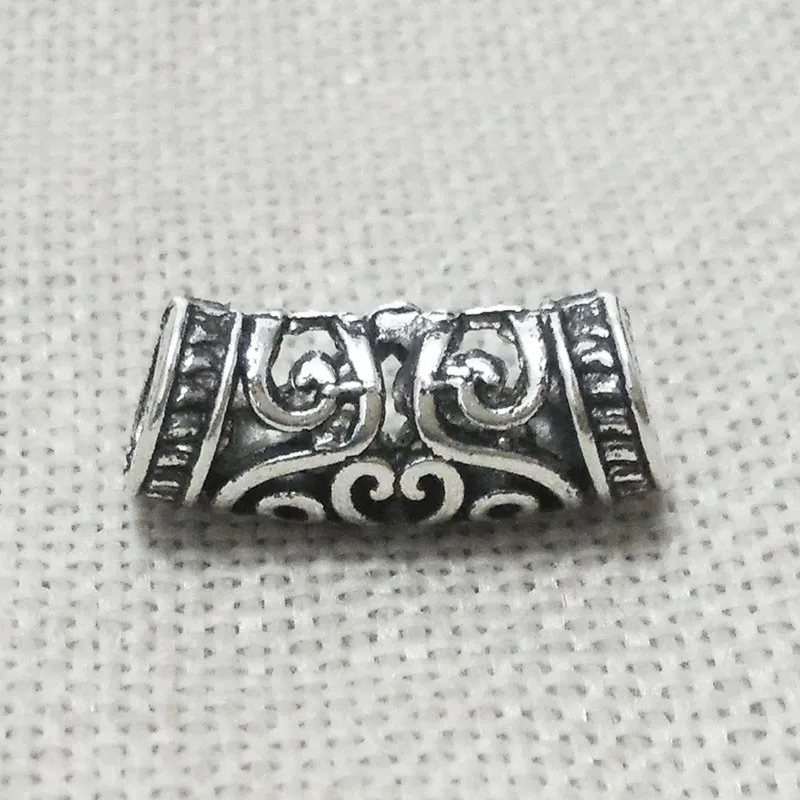 Тибетское серебряное кожаное ожерелье с застежкой в виде шнура полые