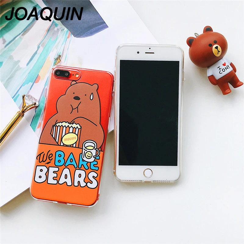 Мультфильм милый голый Медведь Мягкий чехол для iPhone 6s X 10 7 8 плюс 6 Plus прозрачный