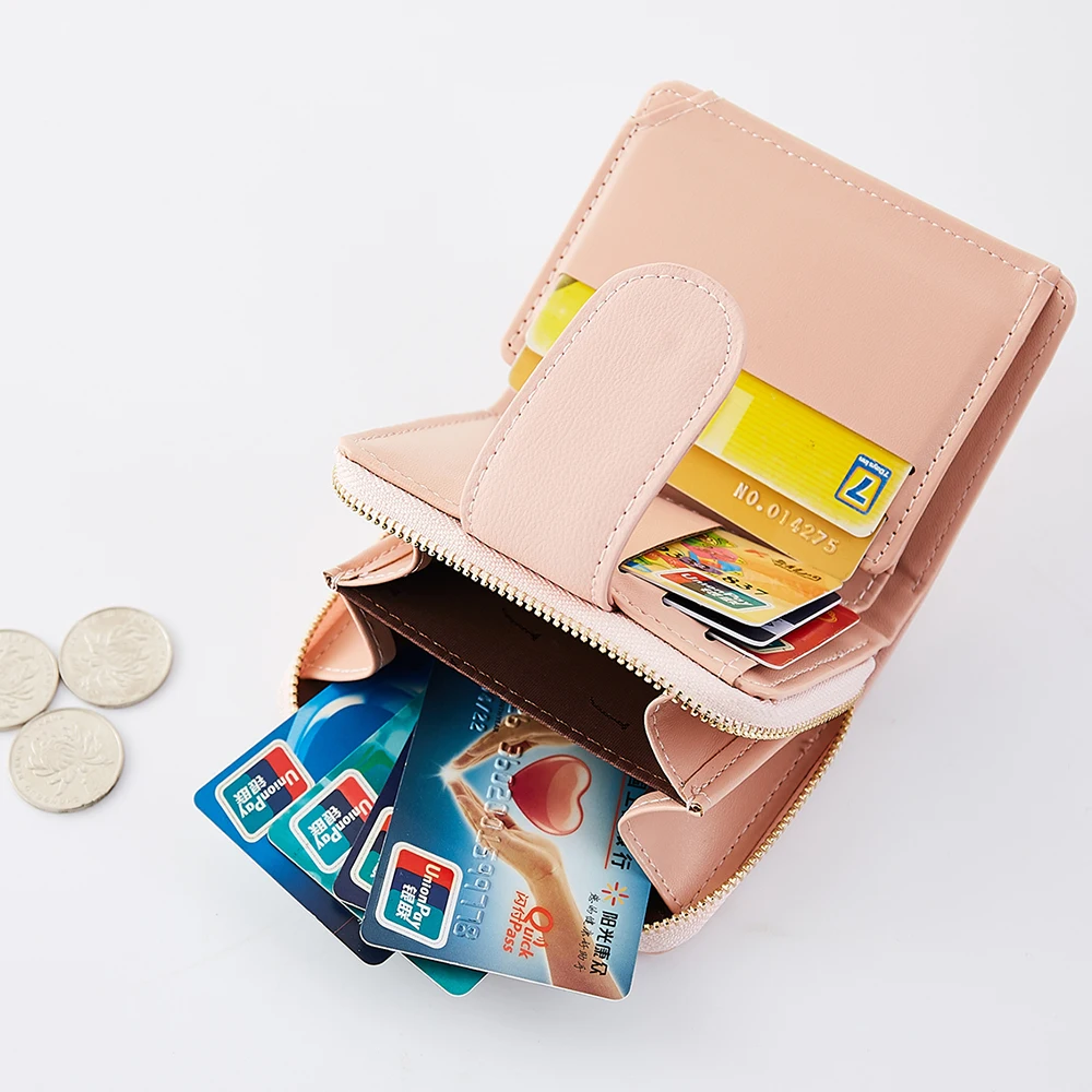 EYES IN LOVE Brand Three Fold Women Wallets Soft Leather Zipper Ladies Coin Pocket Card Wallet Female Small Purse Clutch | Багаж и сумки