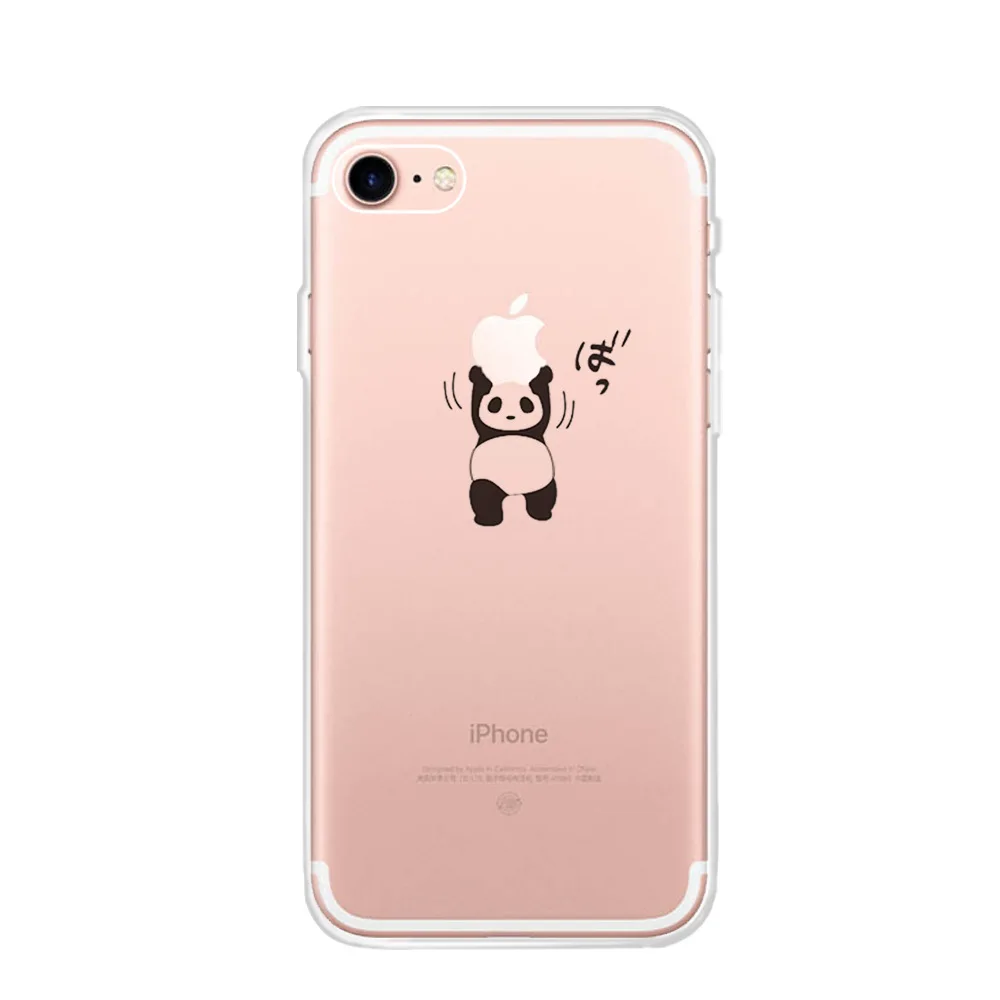 Модный чехол для телефона с рисунком панды iPhone 7 8 Plus XR XS MAX мягкий TPU X Xs 6 6s милый