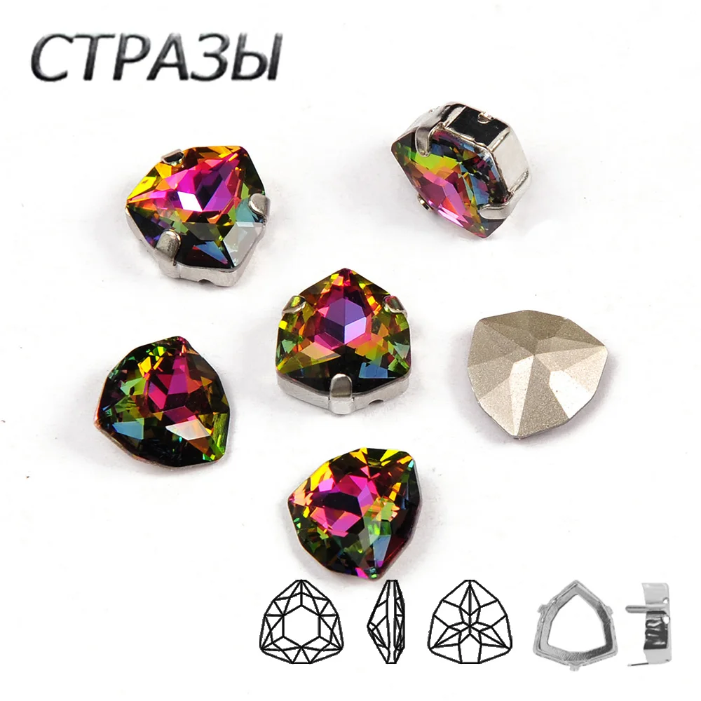 

001VM Rainbow Strass Trilliant K9 Glass Sew On Rhinestones Crystal Fancy Stones for Clothes Decoration Jewelry Garment Making