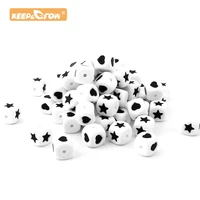 keepgrow 10pcs 12mm silicone beads star love letter food grade silicone beads baby teether diy pacifier pendant jewelry making