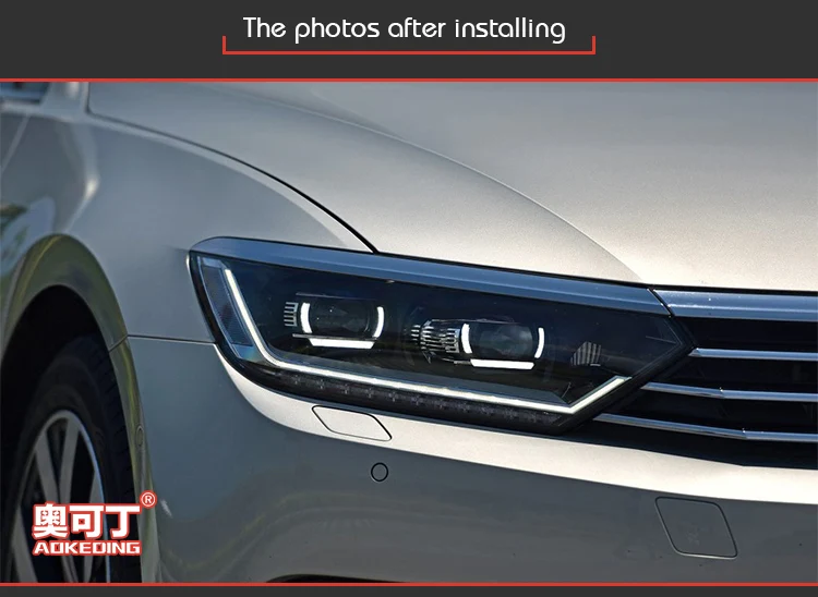 Автомобиль Стайлинг для Passat B8 EUR фары- светодиодный светодиодные дневные ходовые огни на передних фарах динамический сигнал Hella 5 Биксеноновая объектив проектора Hid D2H