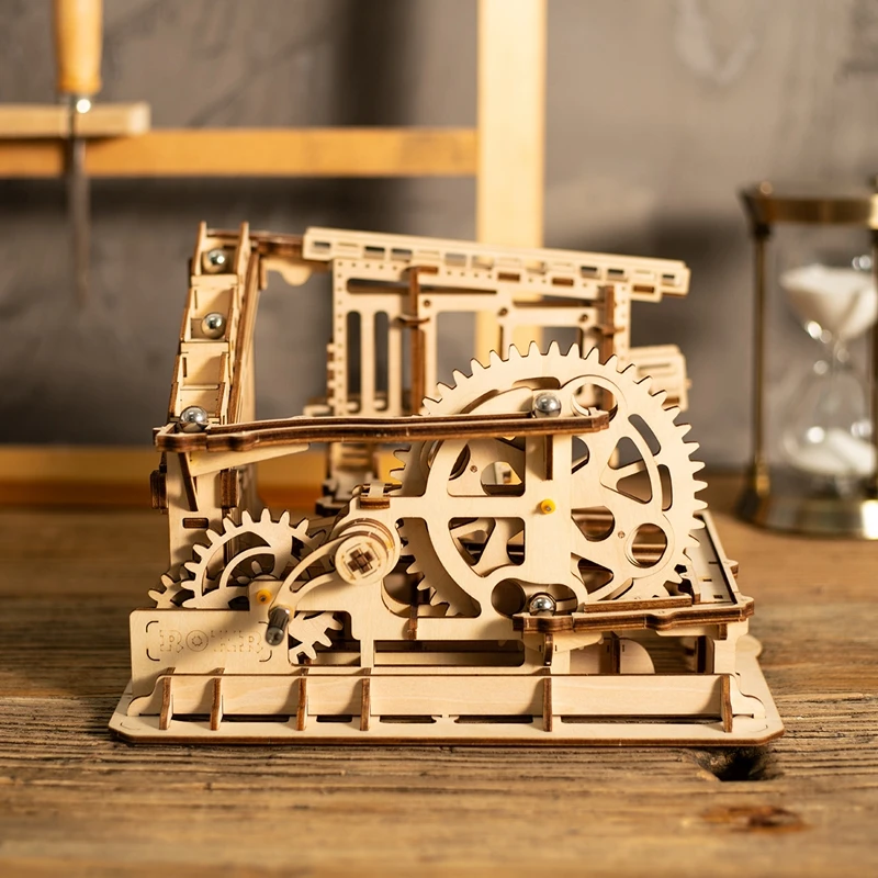 Robotime DIY Cog Coaster Magic Gear Drive Ball Crash Game деревянная модель строительные наборы игрушка